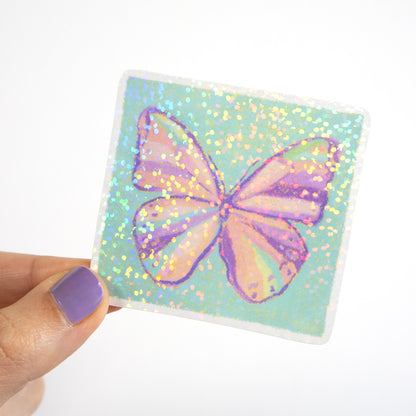 Purple Glitter Butterfly Vinyl Sticker