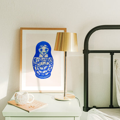 Blue Russian Doll (Matryoshka) Art Print