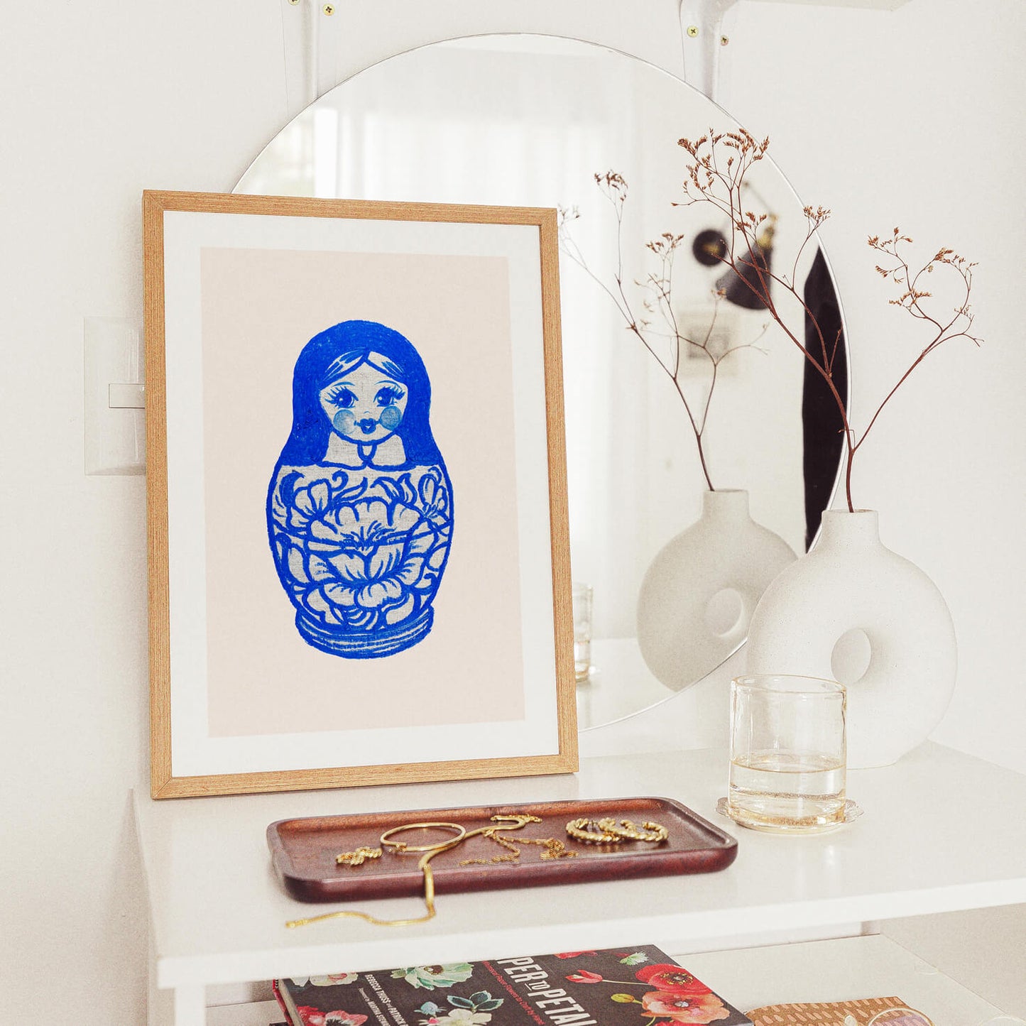 Blue Russian Doll (Matryoshka) Art Print