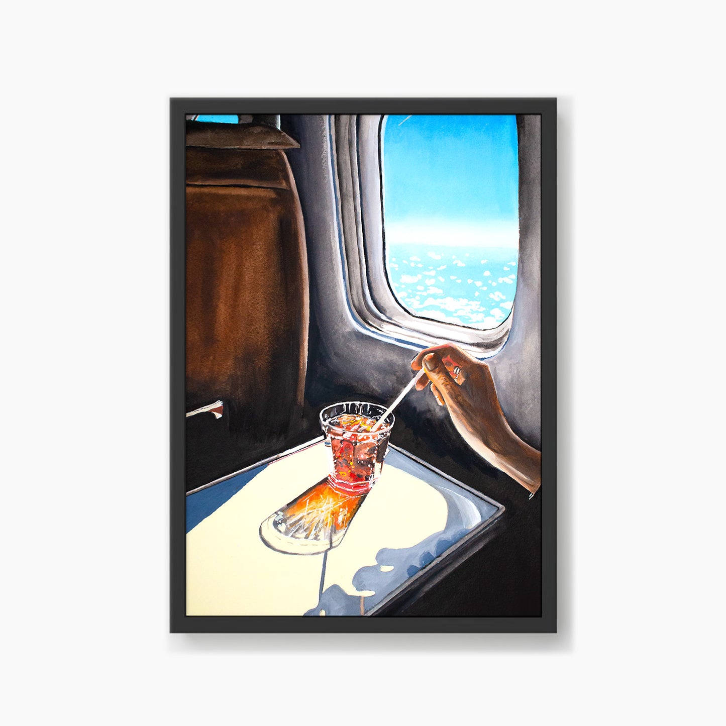 Glass In Airplane Art Print