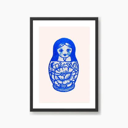 Blue Russian Doll (Matryoshka) Art Print