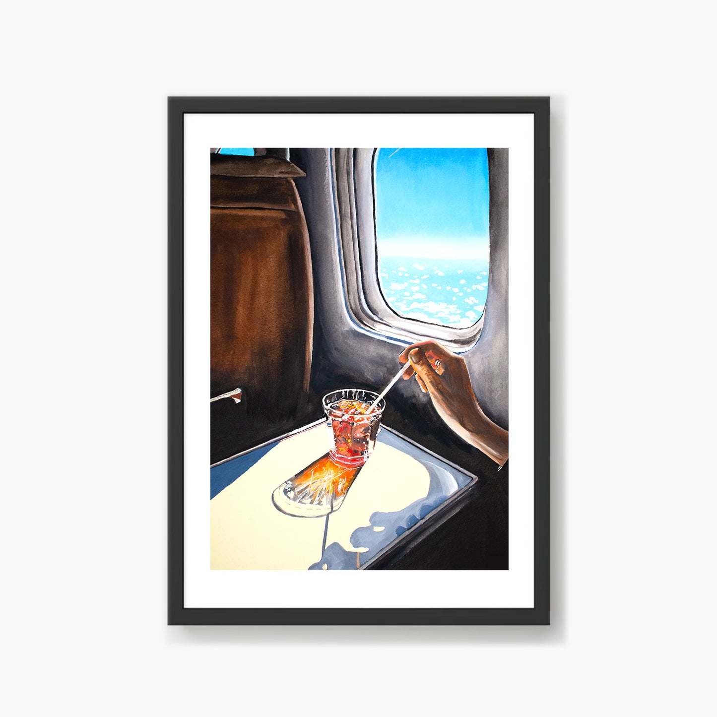 Glass In Airplane Art Print