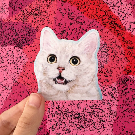 Funny Blue Kitty Vinyl Sticker