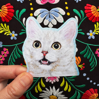 Funny Blue Kitty Vinyl Sticker