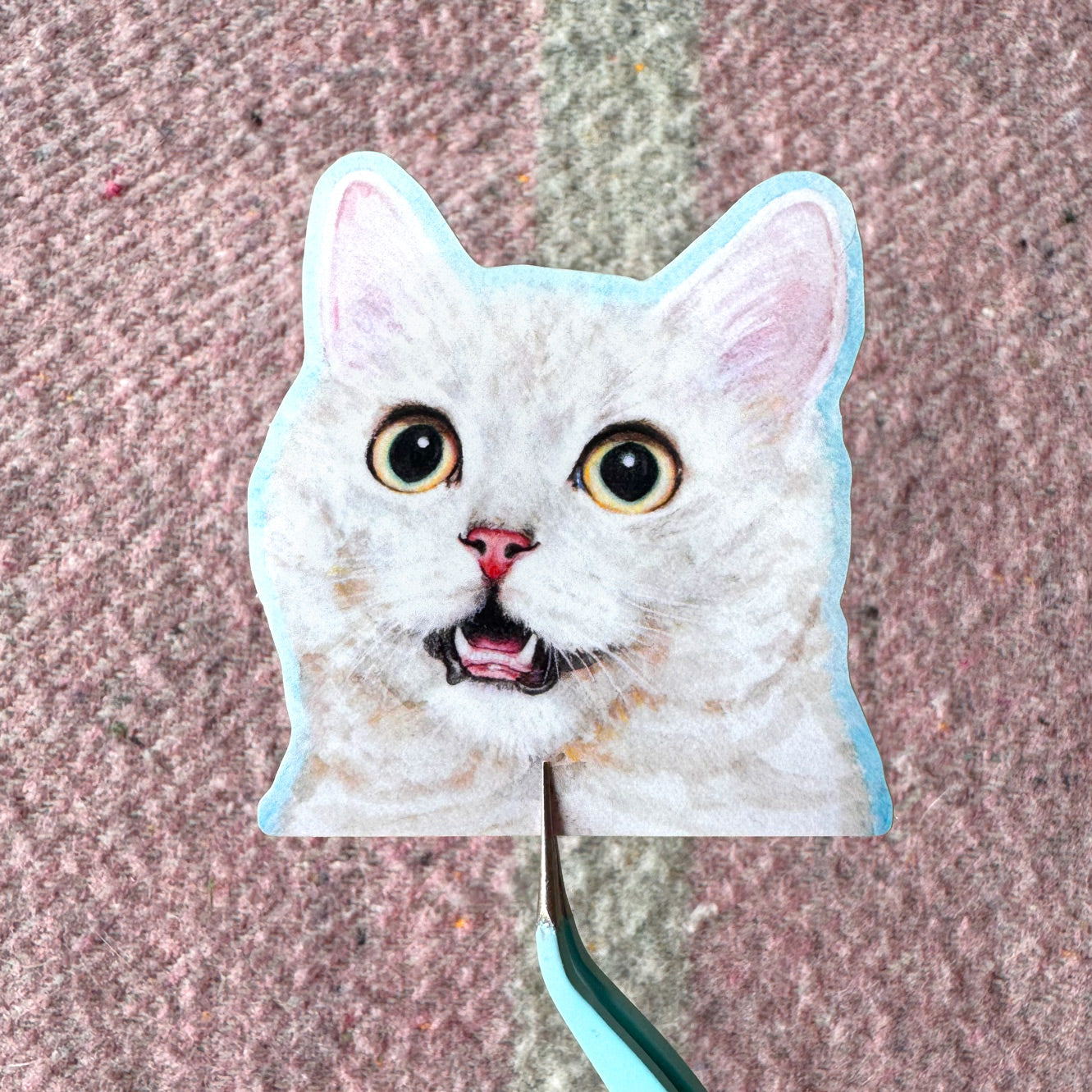Funny Blue Kitty Vinyl Sticker