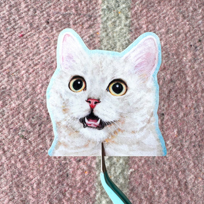Funny Blue Kitty Vinyl Sticker
