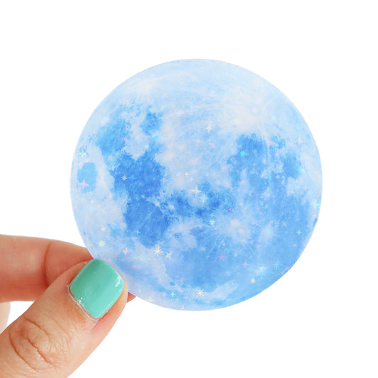 Blue Glitter Moon Vinyl Sticker