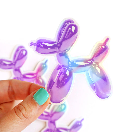 Balloon Dog (Purple) Holographic Vinyl Sticker