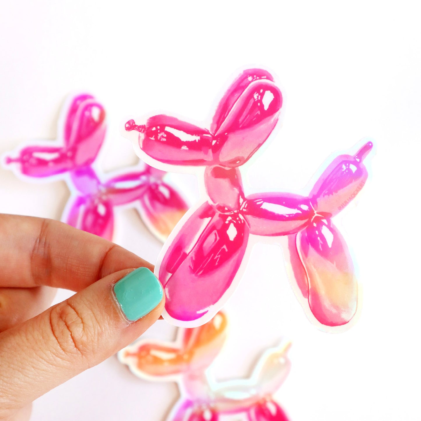 Balloon Dog (Pink) Holographic Vinyl Sticker