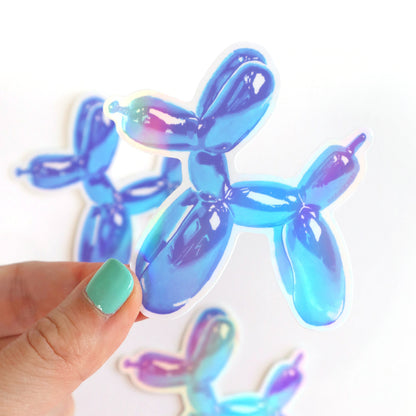 Balloon Dog (Blue) Holographic Vinyl Sticker