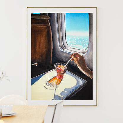 Glass In Airplane Art Print