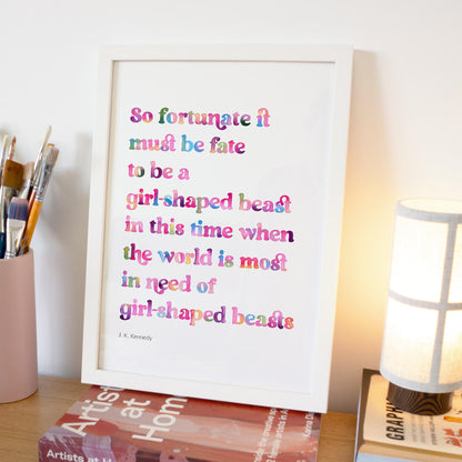 Girl-Shaped Beast Poem Print