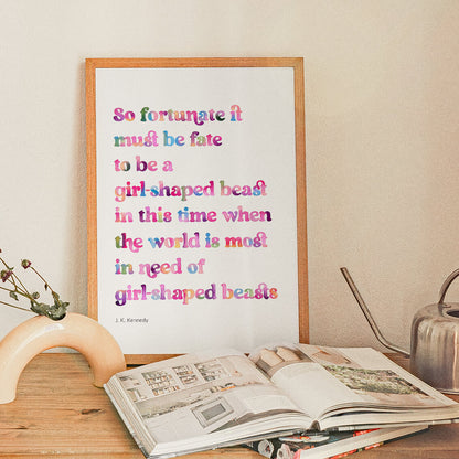 Girl-Shaped Beast Poem Print