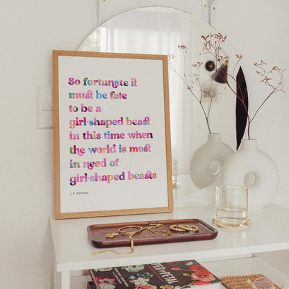 Girl-Shaped Beast Poem Print