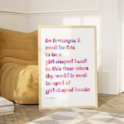 Girl-Shaped Beast Poem Print