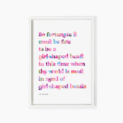 Girl-Shaped Beast Poem Print