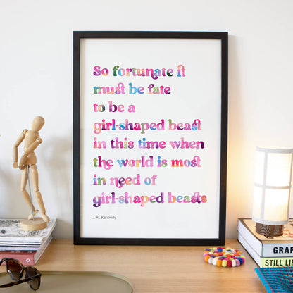 Girl-Shaped Beast Poem Print