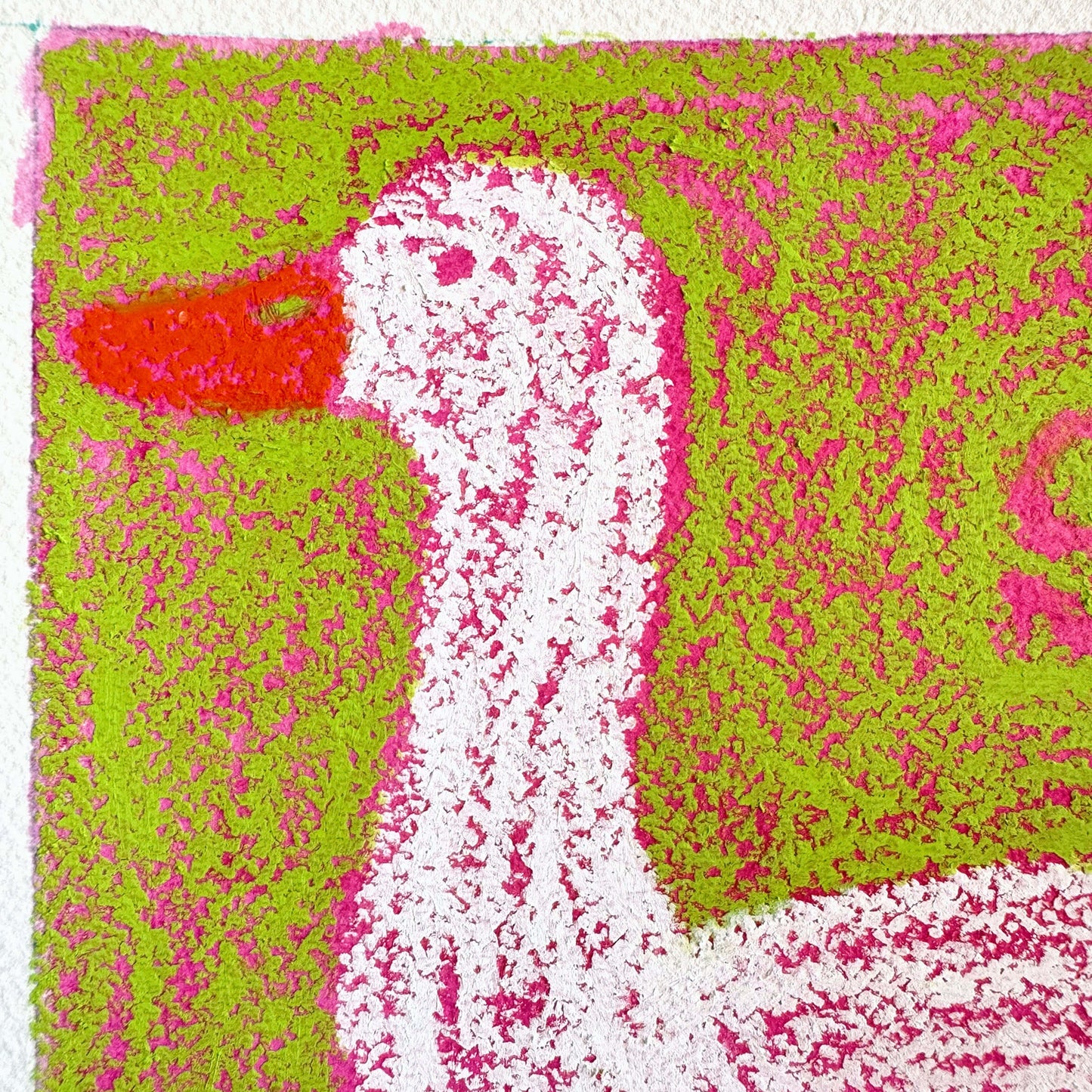 Silly Goose (Green) Original Oil Pastel Artwork