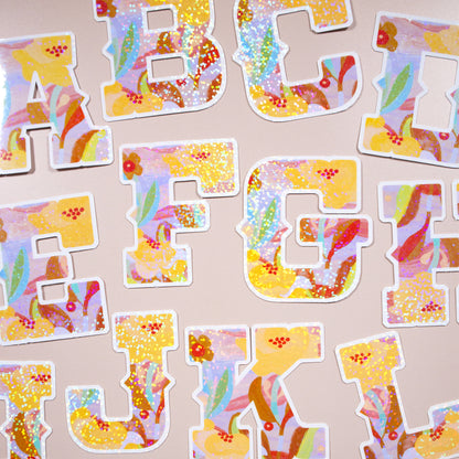 Yellow Alphabet Glitter Stickers