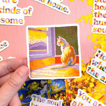Lilac Sun Cat Vinyl Sticker