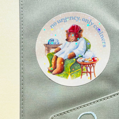 Cosy Sleepytime Bear Glitter Sticker
