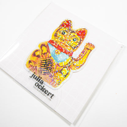 Maneki-Neko Glitter Sticker (Original)