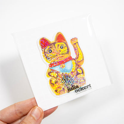 Maneki-Neko Glitter Sticker (Original)