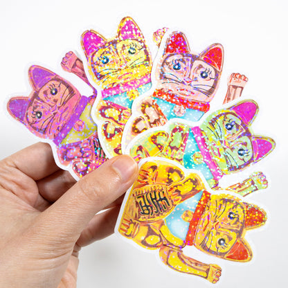 Maneki-Neko Glitter Sticker (Original)