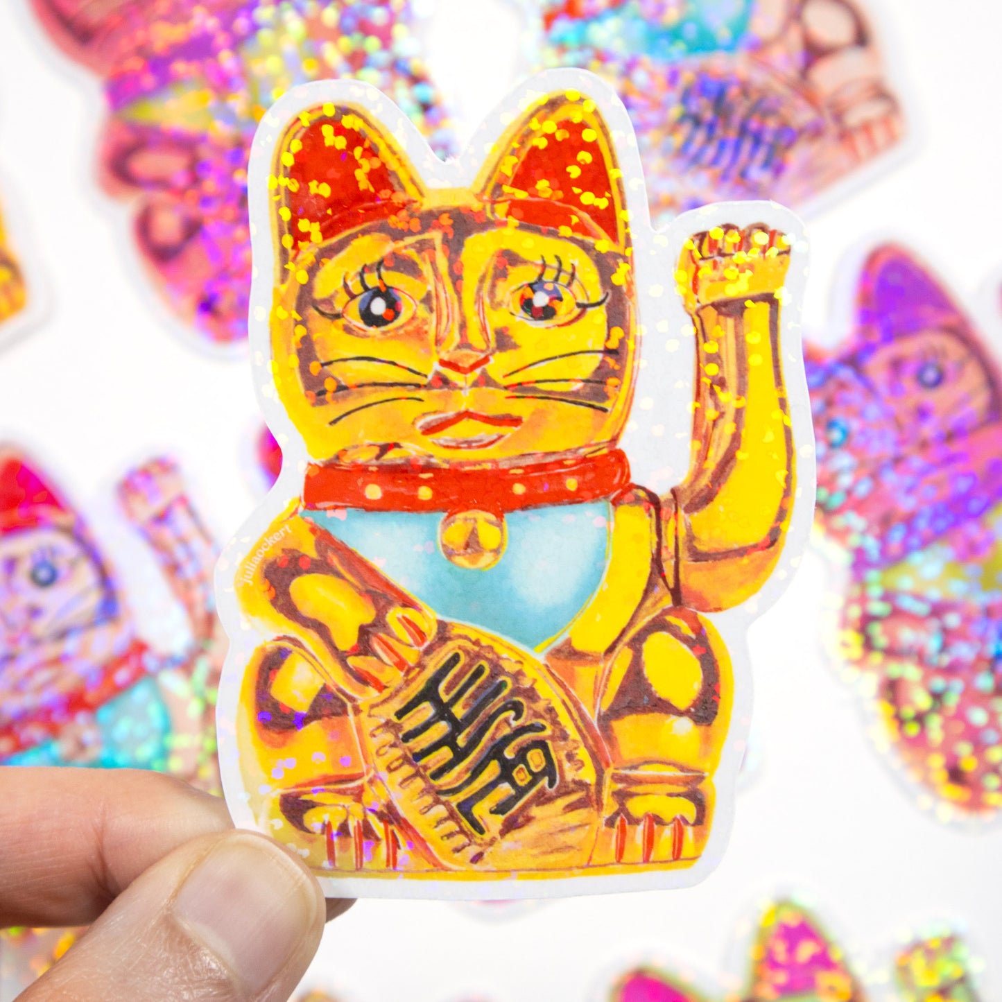 Maneki-Neko Glitter Sticker (Original)