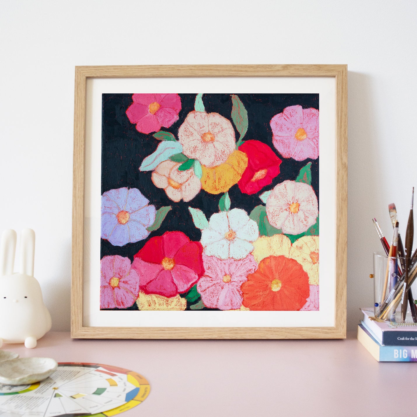 Midnight Moonflowers Art Print