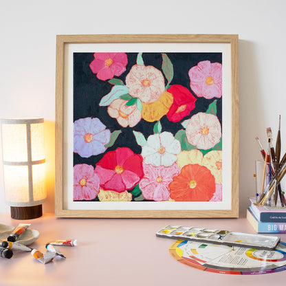 Midnight Moonflowers Art Print