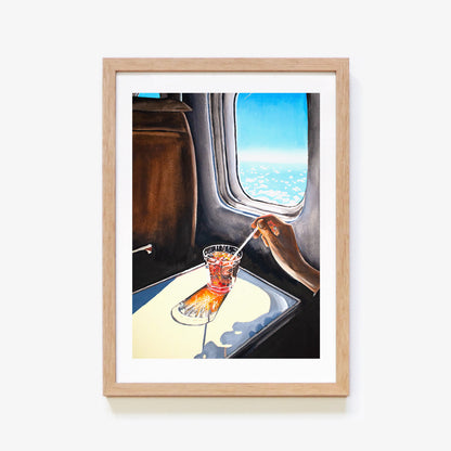 Glass In Airplane Art Print