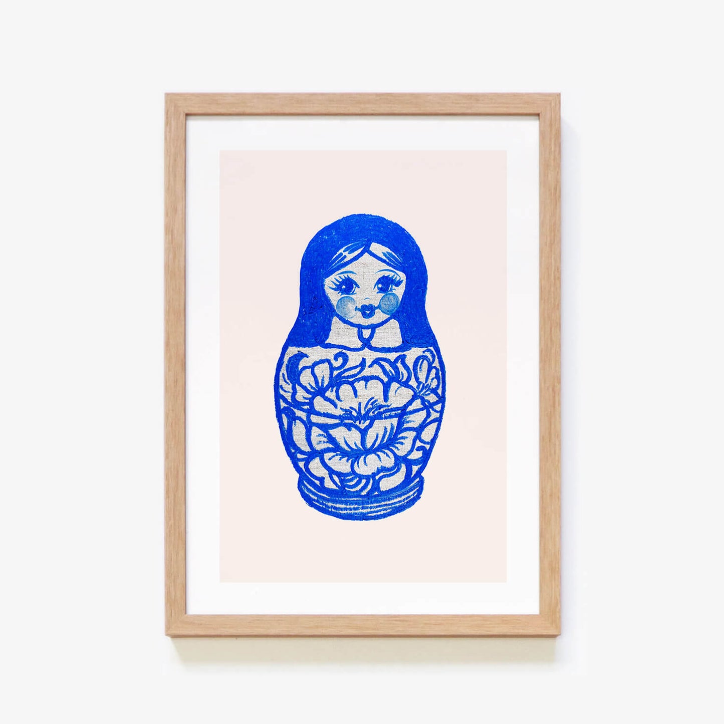 Blue Russian Doll (Matryoshka) Art Print