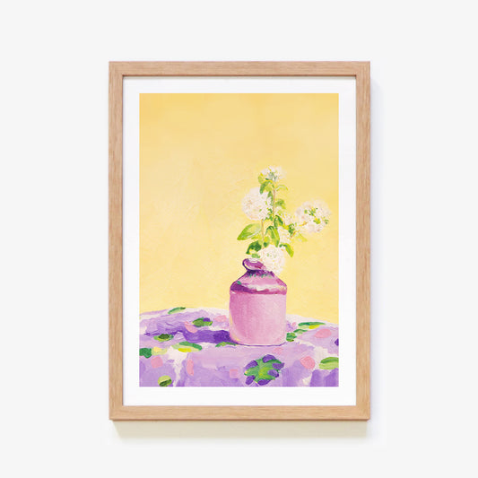 Purple on Yellow Floral Bud Vase