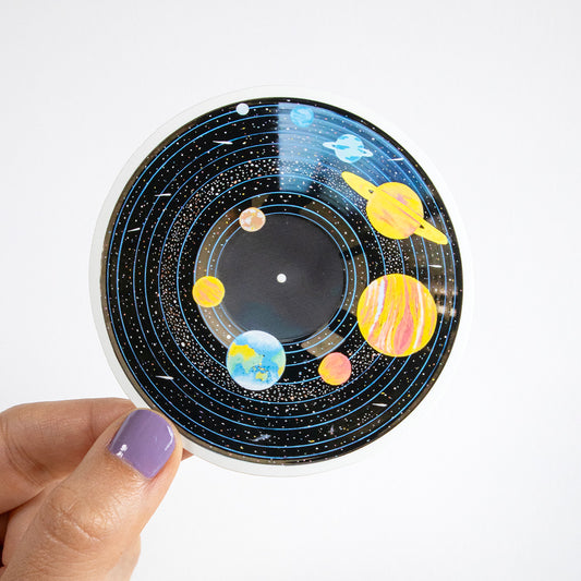 Solar System Vinyl Record Sticker