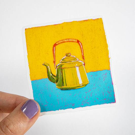 Green Teapot Vinyl Sticker