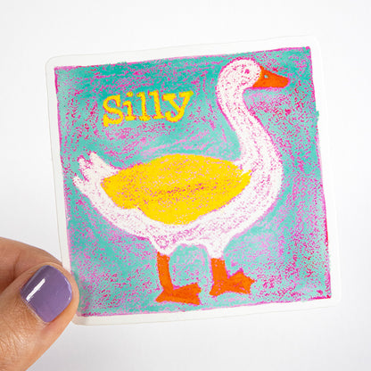 Silly Blue Goose Vinyl Sticker