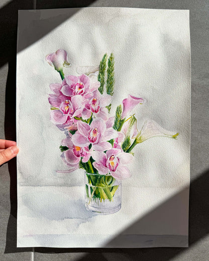 Orchids and Lilies Still Life Original Painting