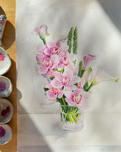 Orchids and Lilies Still Life Original Painting