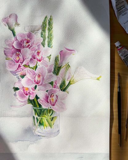 Orchids and Lilies Still Life Original Painting