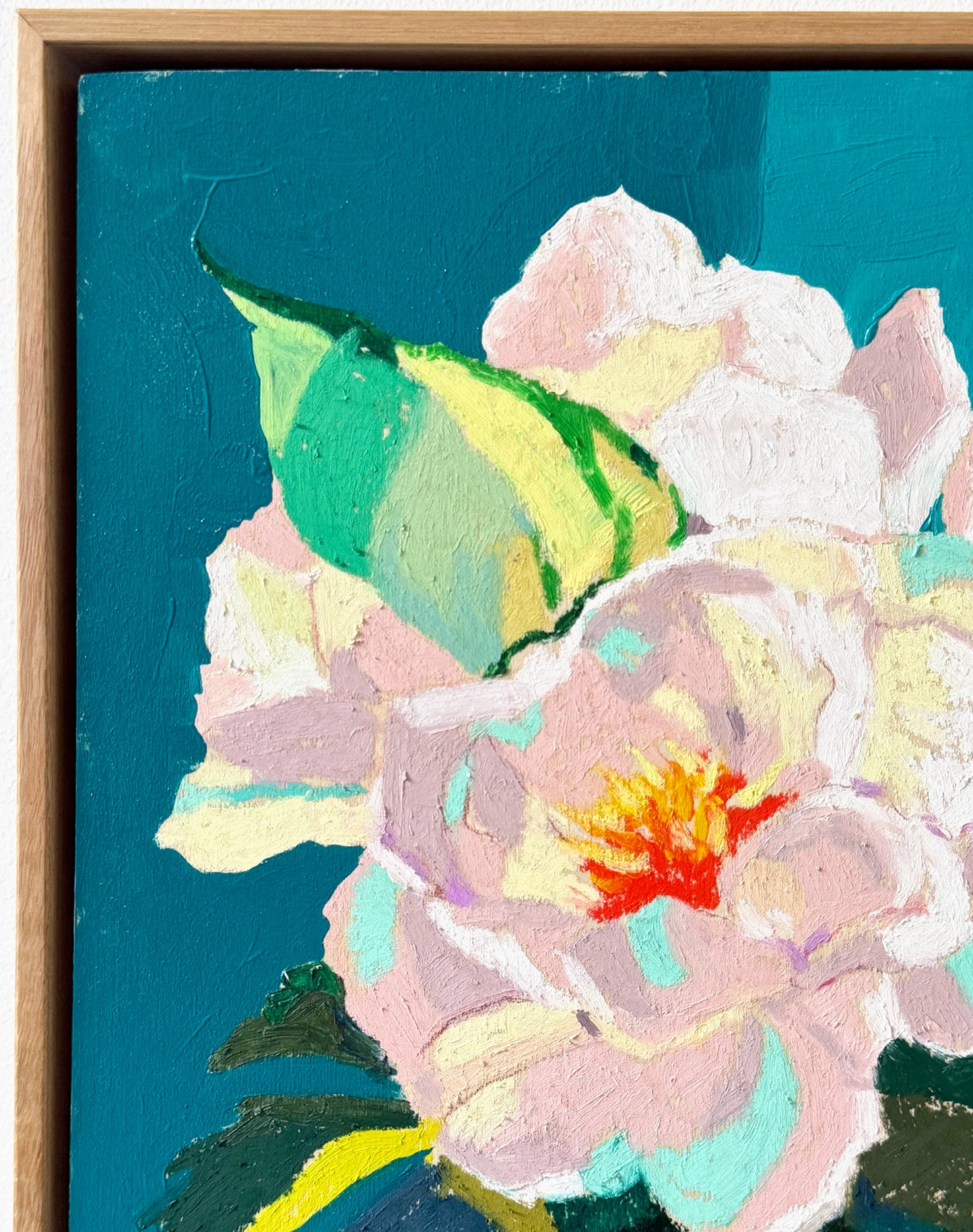 White Peonies Original Oil Pastel Artwork