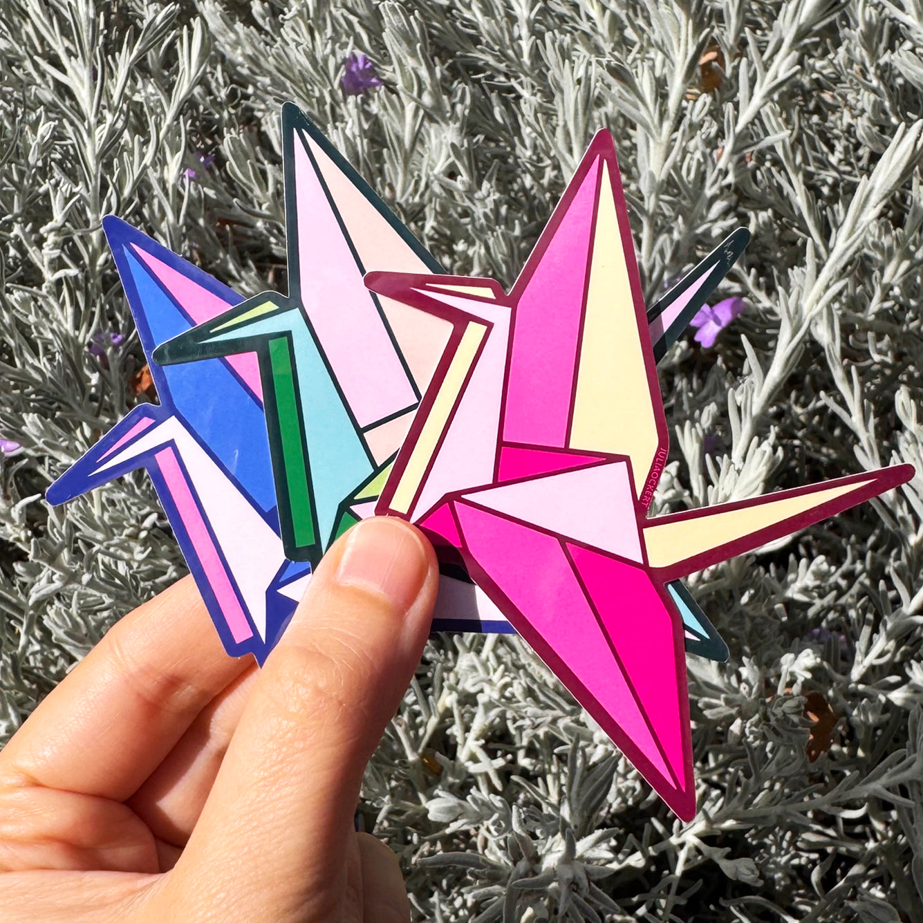 Origami Paper Cranes (3 Colours) Vinyl Stickers