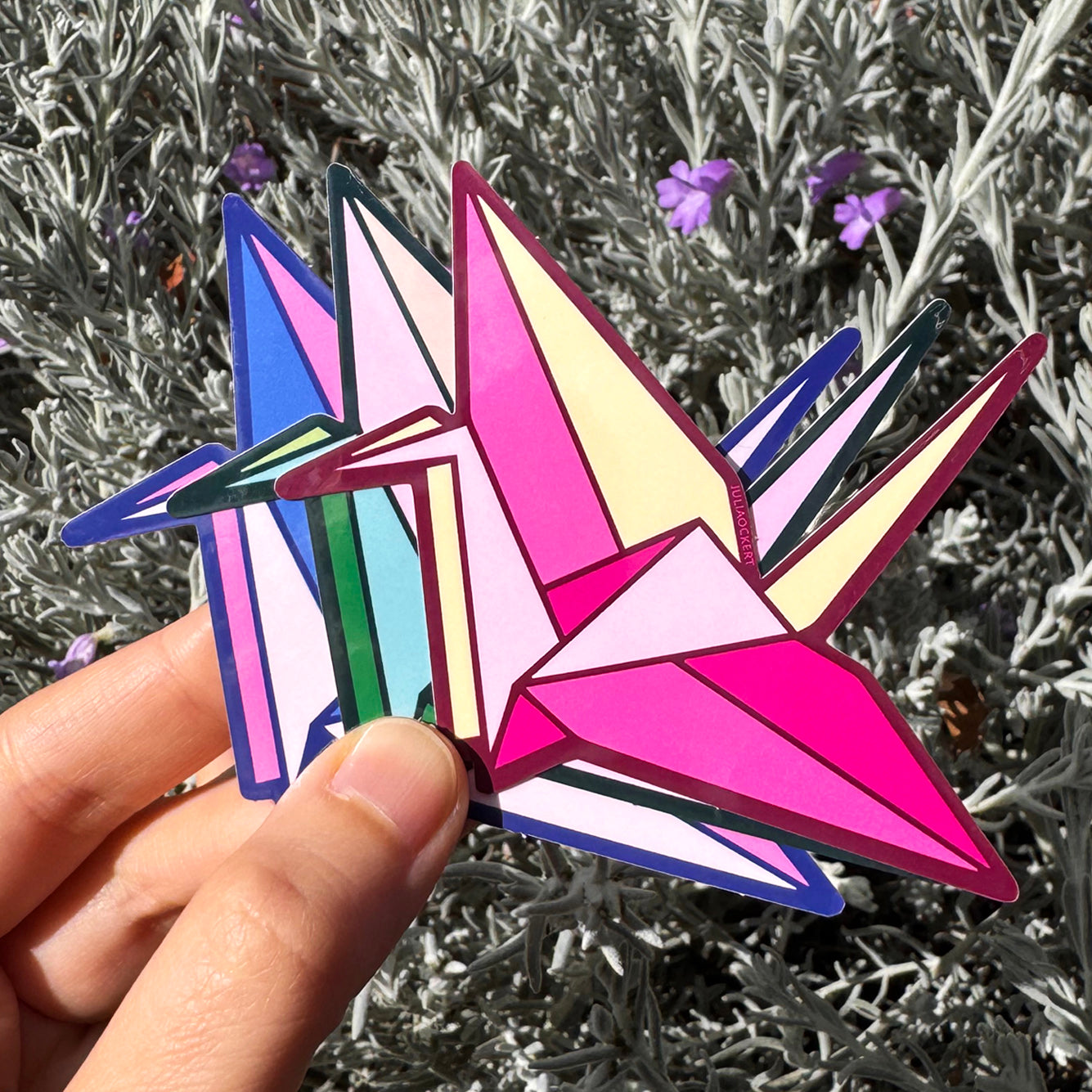 Origami Paper Cranes (3 Colours) Vinyl Stickers