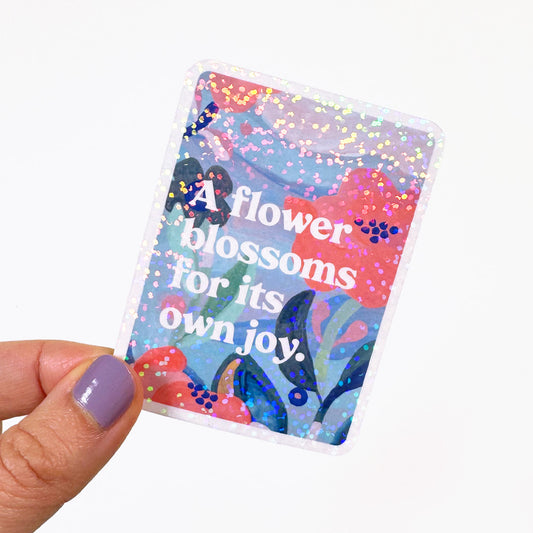 A Flower Blossoms Glitter Vinyl Sticker