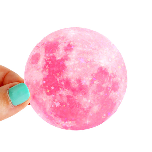 pink moon glitter vinyl sticker
