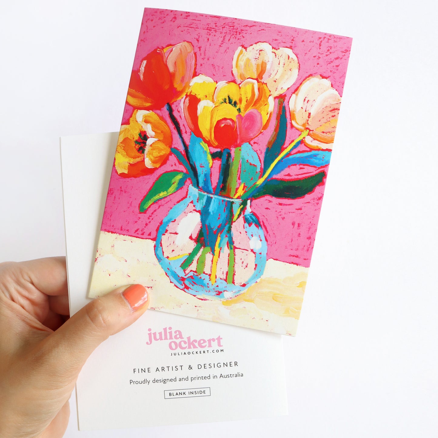 Tulips On Pink Greeting Card