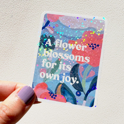 A Flower Blossoms Glitter Vinyl Sticker