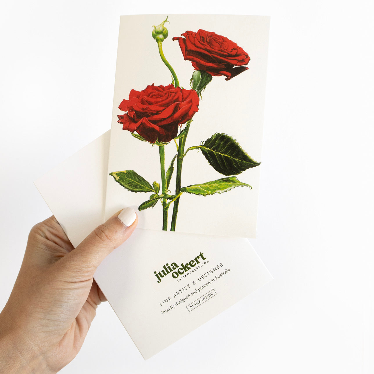 Red Watercolour Roses Greeting Card