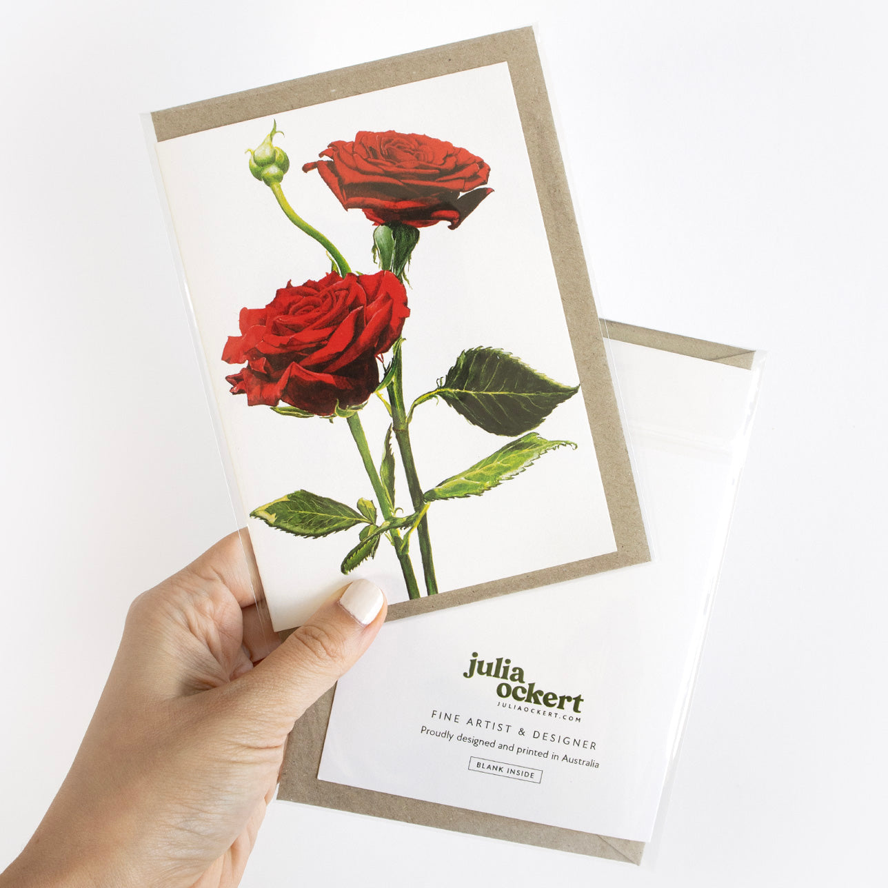 Red Watercolour Roses Greeting Card