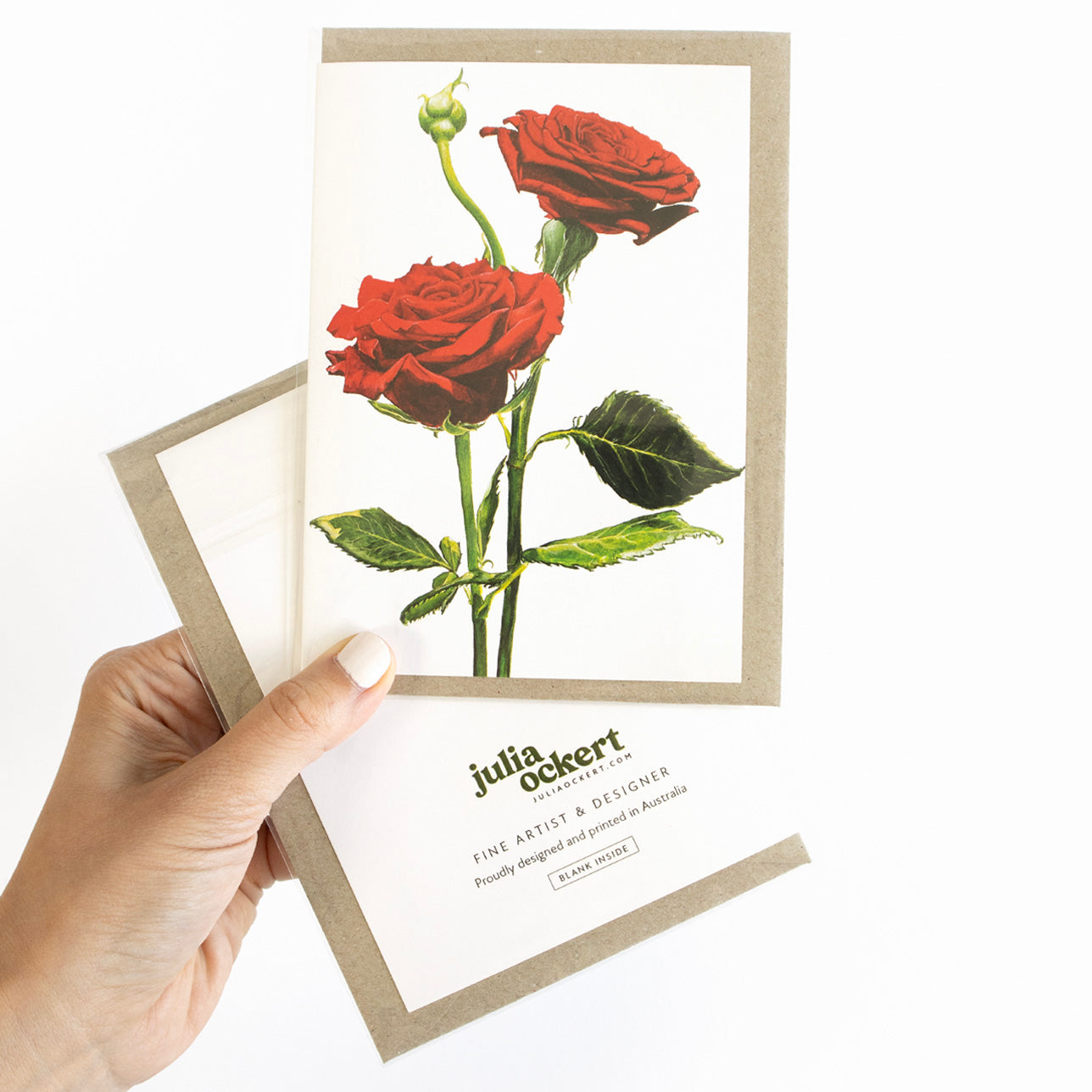 Red Watercolour Roses Greeting Card